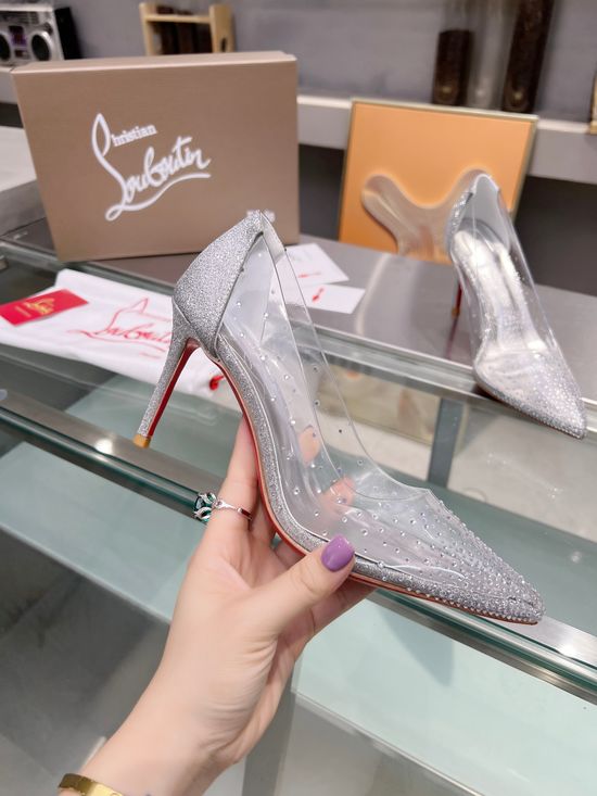 Christian Louboutine Elegant Rhinestone Decor High Heel Dress Sandals