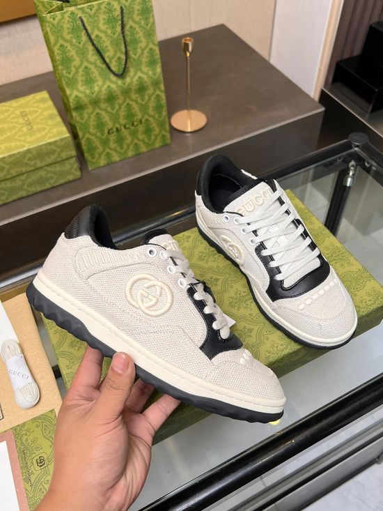 Gucci Vintage Distressed Leather Sneakers Non-slip Sole Breathable Lining