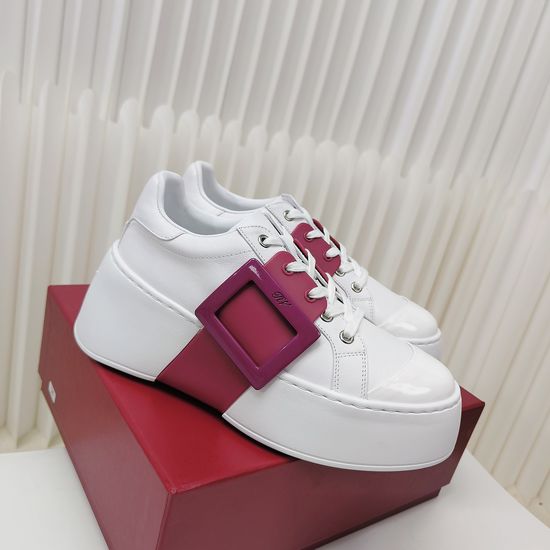Roger Viver Plain Buckle Height Boosting Casual Leather Sneakers
