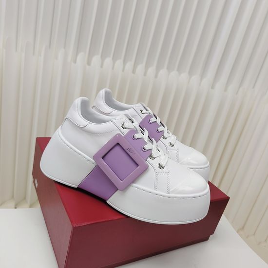 Roger Viver Plain Buckle Height Boosting Casual Leather Sneakers
