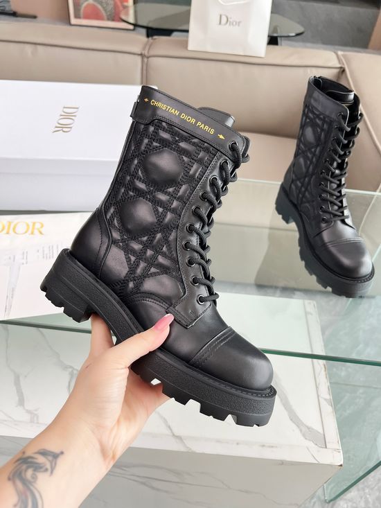 Christian Dior Premium Leather Combat Boots Daily Wear Comfortable Shoes