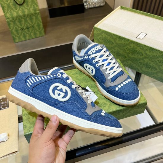 Gucci Vintage Distressed Leather Sneakers Non-slip Sole Breathable Lining