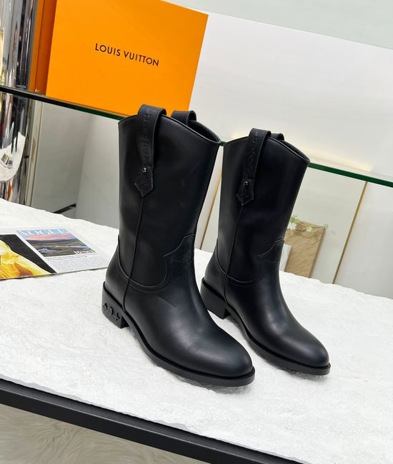 Louis Vuitton LV Genuine Leather Western Boots Stylish Comfortable Durable Footwear