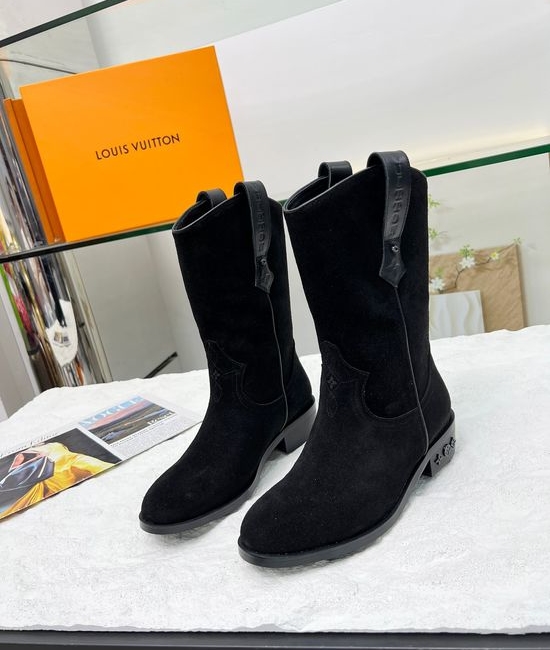 Louis Vuitton LV Genuine Leather Western Boots Stylish Comfortable Durable Footwear