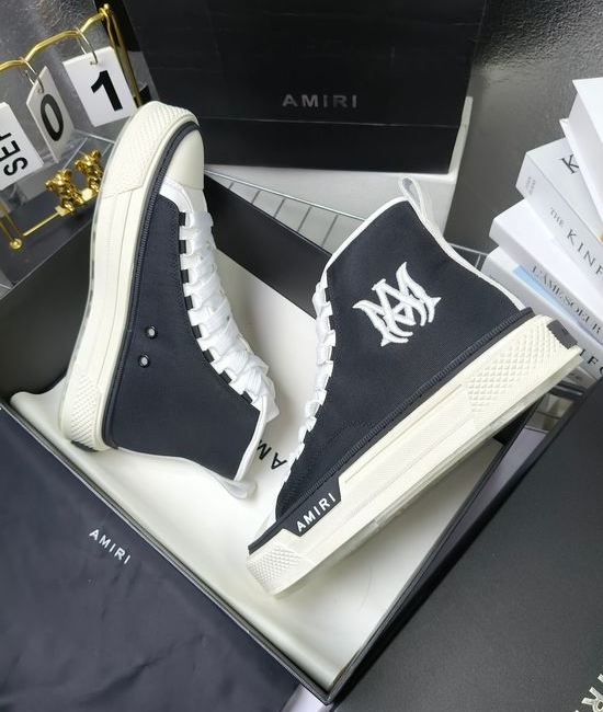 Amiri Premium Leather Upper High Top Stitched Decorative Casual Sneakers
