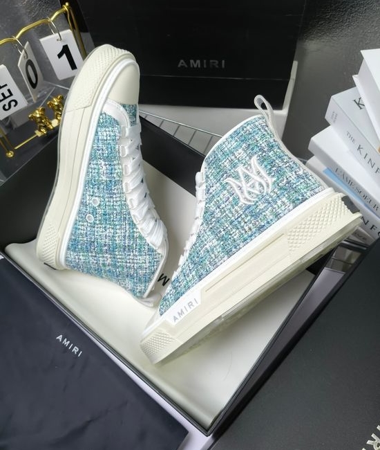 Amiri Premium Leather Upper High Top Stitched Decorative Casual Sneakers