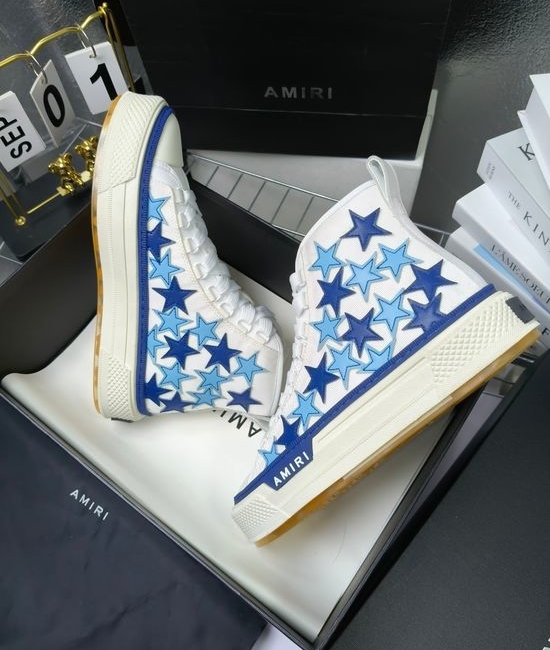 Amiri Premium Leather Upper High Top Stitched Decorative Casual Sneakers