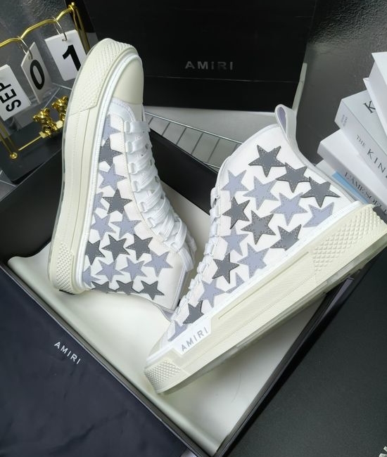 Amiri Premium Leather Upper High Top Stitched Decorative Casual Sneakers