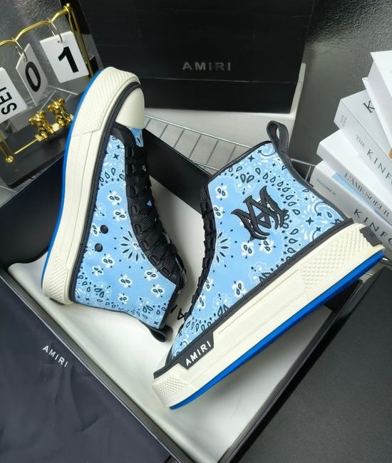 Amiri Premium Leather Upper High Top Stitched Decorative Casual Sneakers