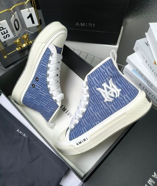 Amiri Premium Leather Upper High Top Stitched Decorative Casual Sneakers