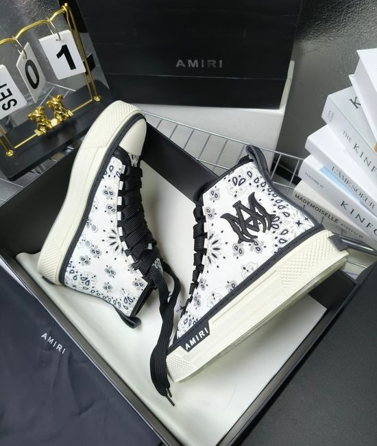 Amiri Premium Leather Upper High Top Stitched Decorative Casual Sneakers