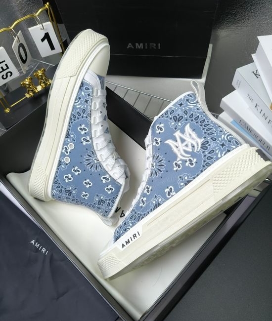 Amiri Premium Leather Upper High Top Stitched Decorative Casual Sneakers