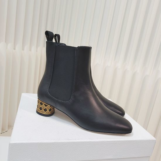 Christian Dior CD Suede Ankle Boots with Gold Decor and Heel