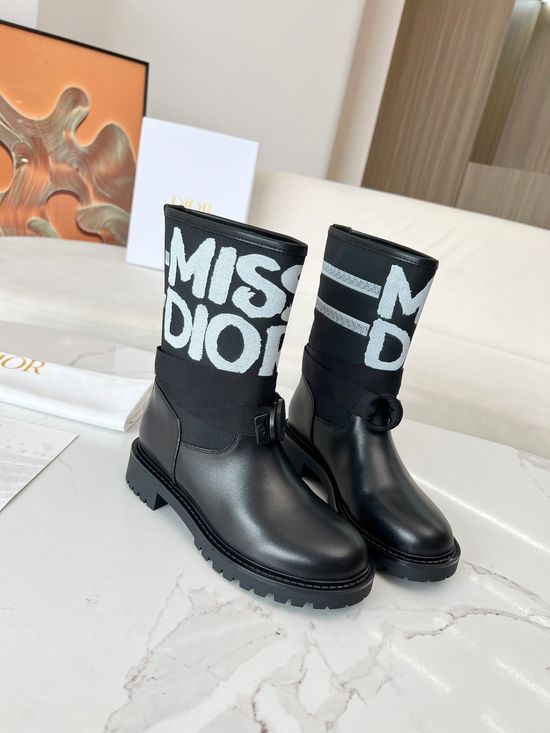 Christian Dior Premium Cowhide Leather Slip On Work Boots