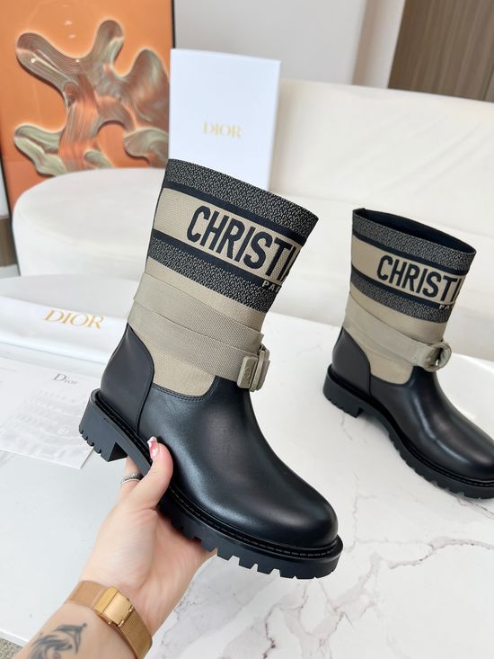 Christian Dior Premium Cowhide Leather Slip On Work Boots