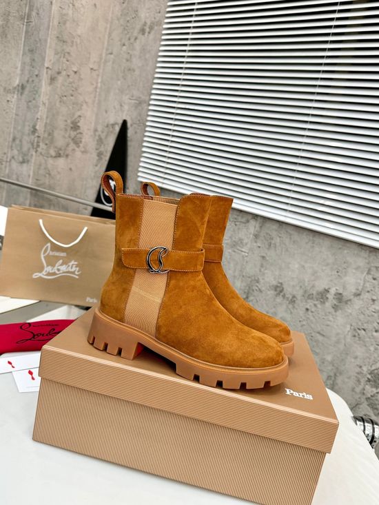 Christian Louboutine Elegant Suede Dress Shoes With Red Sole