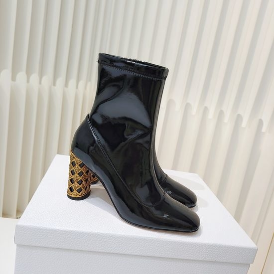 Christian Dior CD Stretchy Ankle Boots with Metal Decor and Heel
