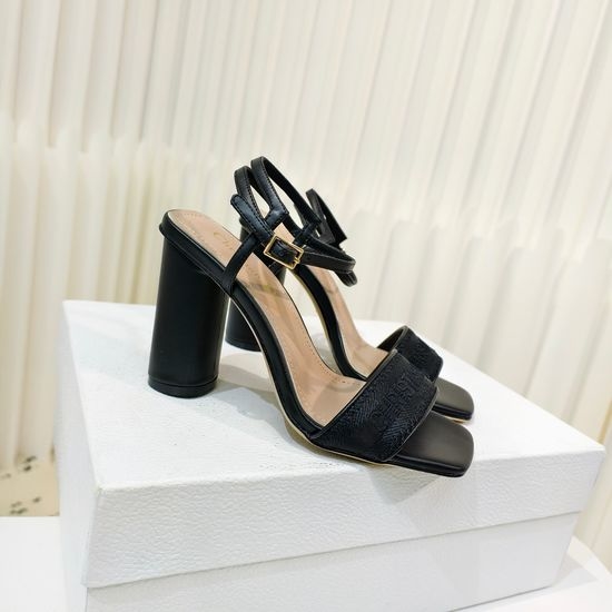 Christian Dior CD Silk Embroidered Adjustable Strap Block Heel Sandals