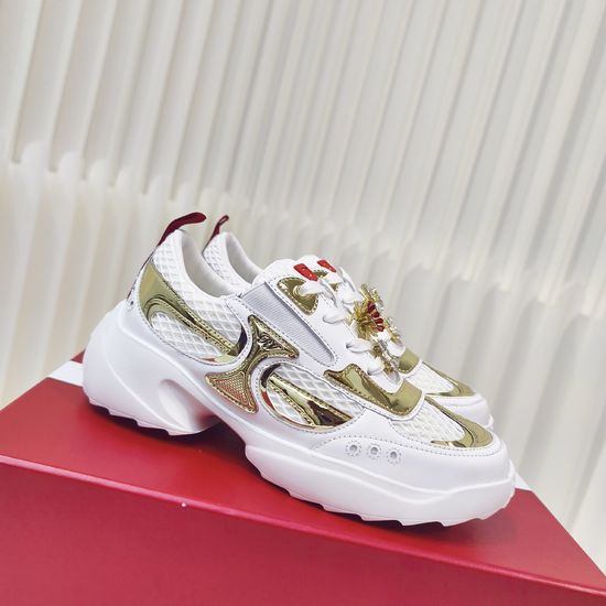 Roger Viver Embellished Leather Mesh Platform Casual Sneakers
