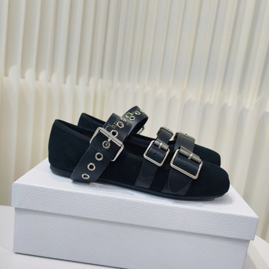Christian Dior Classic Adjustable Buckle Strap Leather Flat Casual Shoes