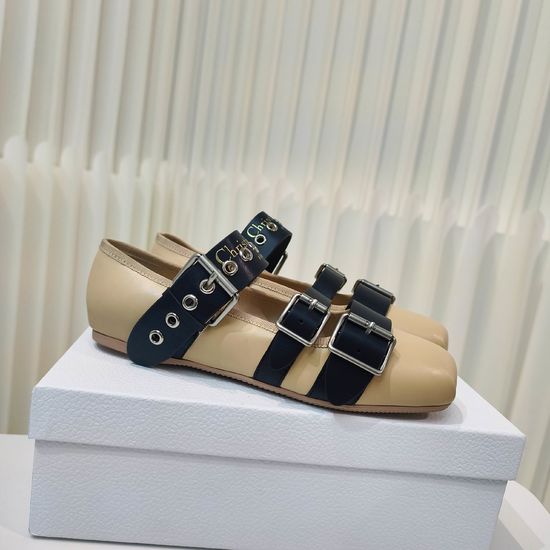 Christian Dior Classic Adjustable Buckle Strap Leather Flat Casual Shoes