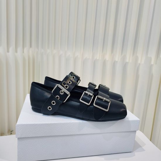 Christian Dior Classic Adjustable Buckle Strap Leather Flat Casual Shoes