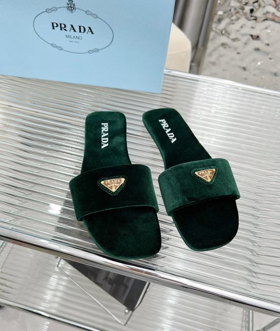 Prada Silk Upper Buckle Flats Lambskin Lining Leather Sole