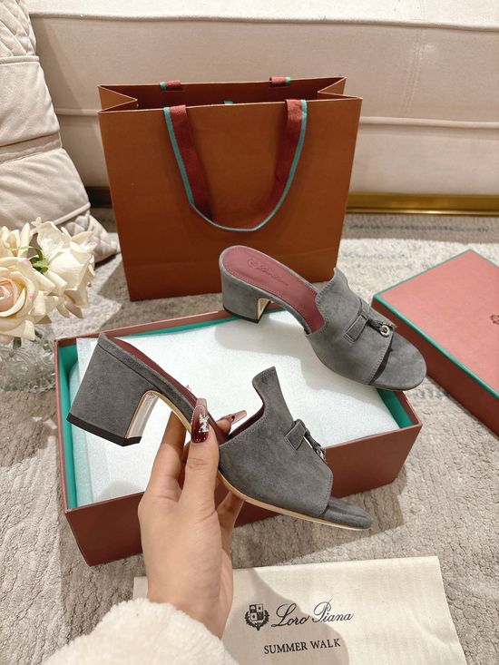 Loro Piana Knit Upper Slippers with Sheepskin Lining and Leather Sole