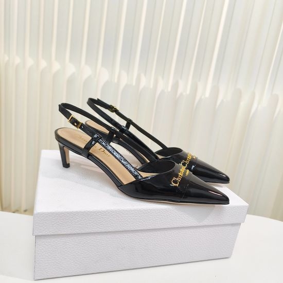 Christian Dior CD Pointed Toe Patent Leather High Heel Sandals
