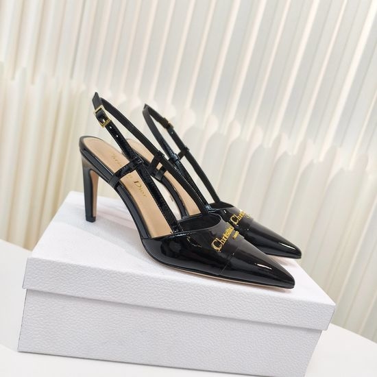 Christian Dior CD Pointed Toe Patent Leather High Heel Sandals