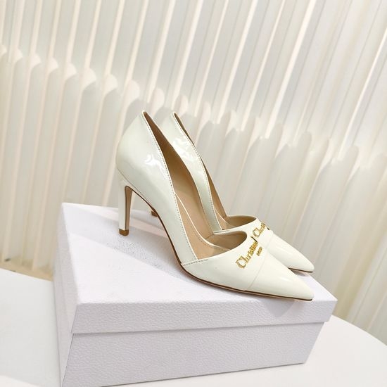 Christian Dior CD Classic Pointed Toe Leather Slip On High Heel Pumps