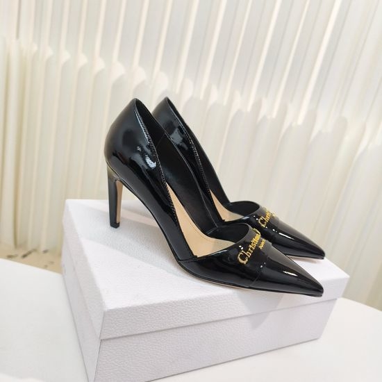 Christian Dior CD Classic Pointed Toe Leather Slip On High Heel Pumps