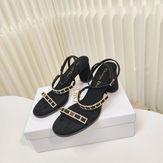 Christian Dior CD Rhinestone Cross Strap High Heel Open Toe Sandals