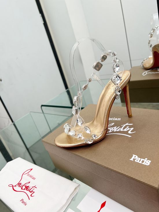 Christian Louboutine Elegant Crystal High Heel Sandals For Formal Occasions