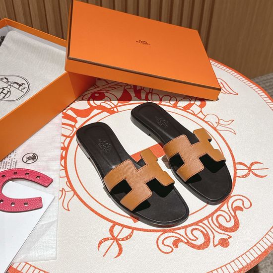 Hermes Earthy Yellow Flat Heel Calfskin Upper Leather Sole Sandals