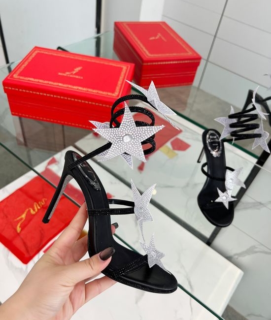 Rene Caovilla Rhinestone Decor Strappy Stiletto Party Sandals