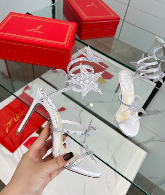 Rene Caovilla Rhinestone Decor Strappy Stiletto Party Sandals