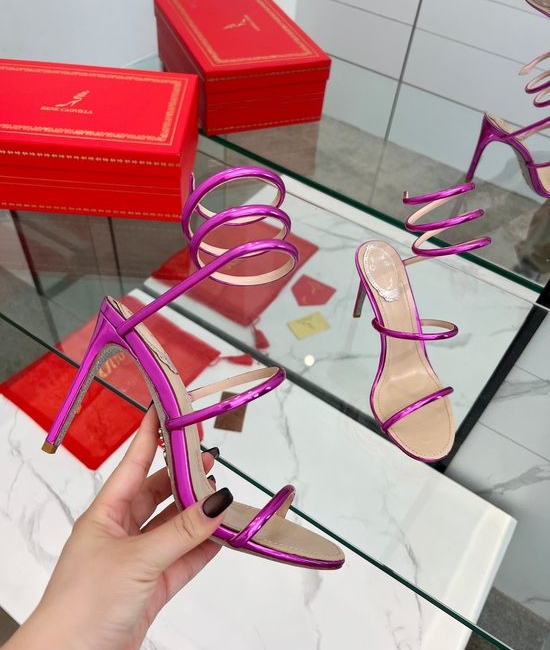 Rene Caovilla Sparkly Snake Strap High Heel Dress Sandals