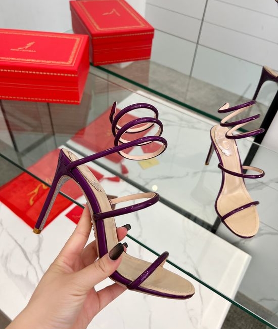 Rene Caovilla Sparkly Snake Strap High Heel Dress Sandals