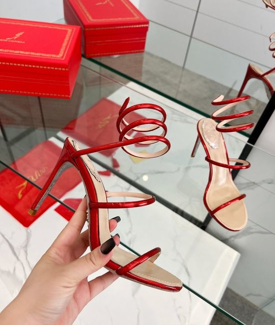 Rene Caovilla Sparkly Snake Strap High Heel Dress Sandals