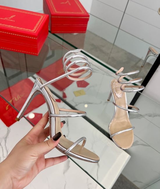 Rene Caovilla Sparkly Snake Strap High Heel Dress Sandals