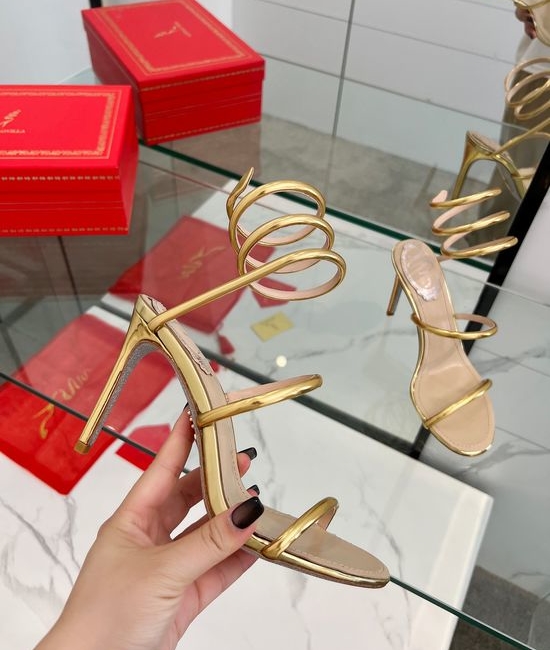 Rene Caovilla Sparkly Snake Strap High Heel Dress Sandals