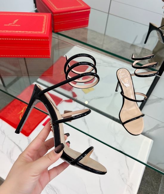 Rene Caovilla Sparkly Snake Strap High Heel Dress Sandals