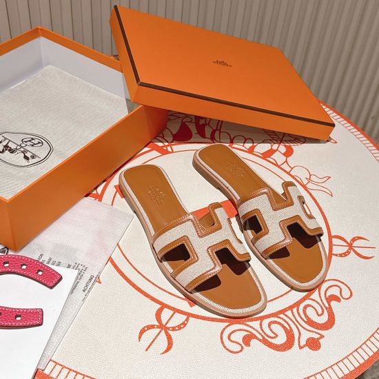 Hermes Golden Brown Cowboy Flat Heel Sandals With Dermal Outsole