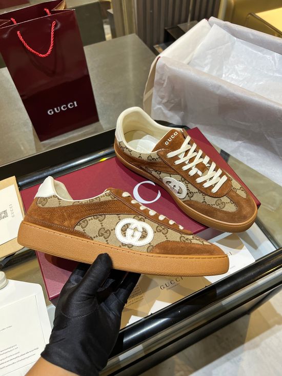 Gucci Premium Retro Casual Training Sneakers Durable Suede Leather Upper