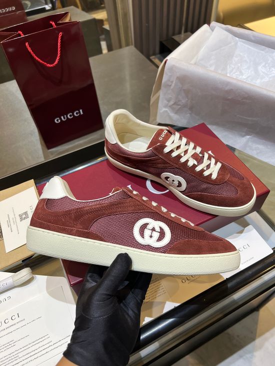 Gucci Premium Retro Casual Training Sneakers Durable Suede Leather Upper