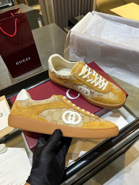 Gucci Premium Retro Casual Training Sneakers Durable Suede Leather Upper