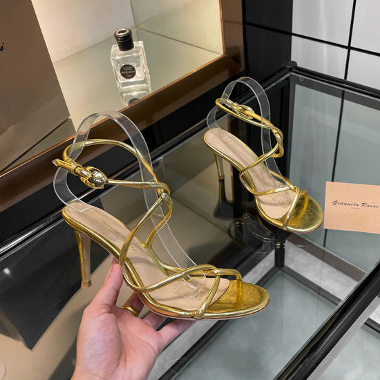 Gianvito Rossi Elegant Thin Strap Block Heel Slide Sandals