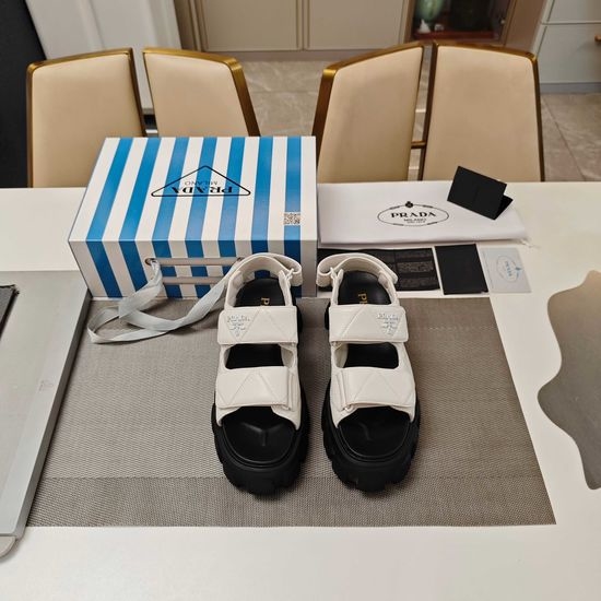 Prada Comfortable Thick Sole Adjustable Closure Casual Sandals