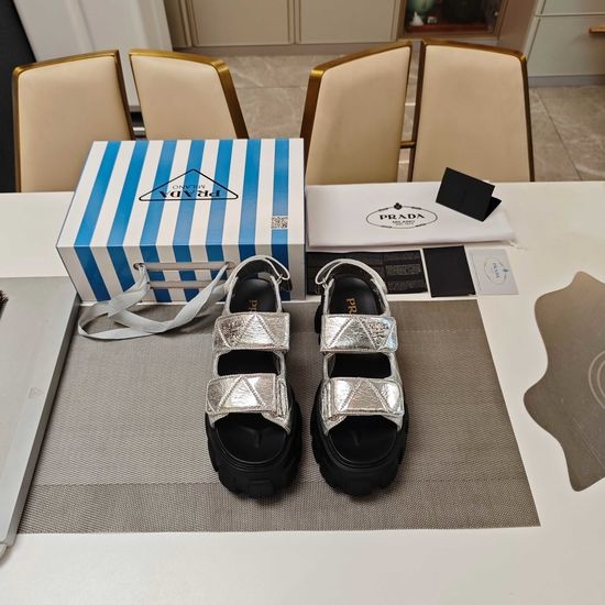 Prada Comfortable Thick Sole Adjustable Closure Casual Sandals